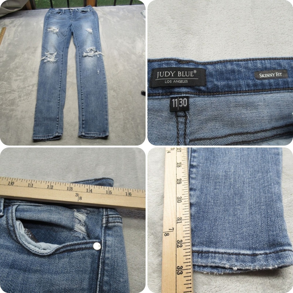 Judy Blue Jeans Women 11 / 30 Whisker Fade Denim High Rise Distress Skinny 30X33